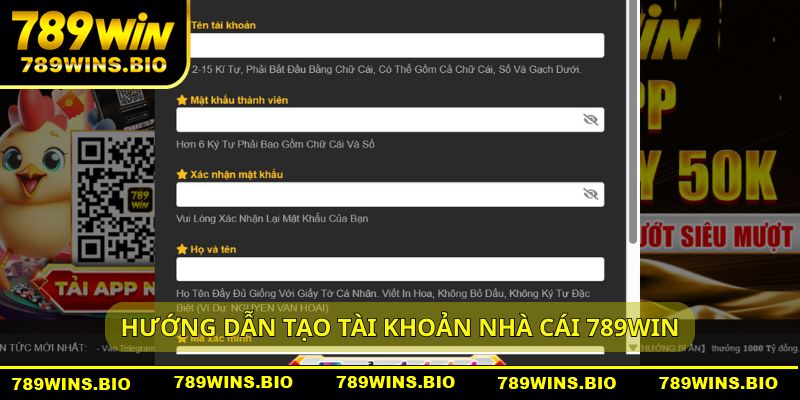 Hướng dẫn tạo tài khoản nhà cái 789win com